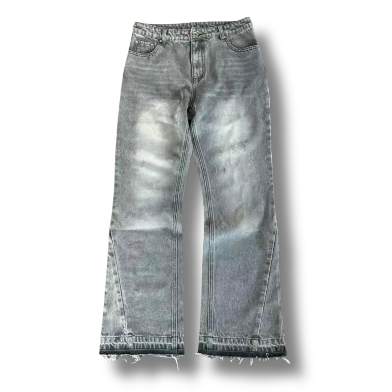 Dollar Sign Washed Grey Denim Jeans