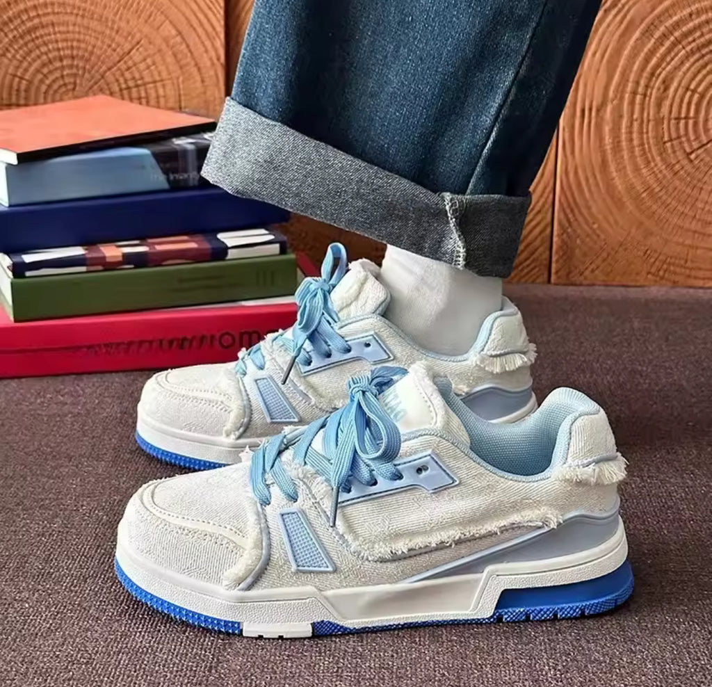 Woxez White & Blue Sneakers