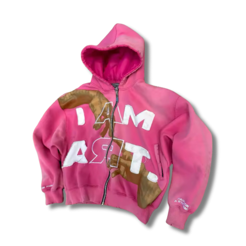 I am art pink zip up