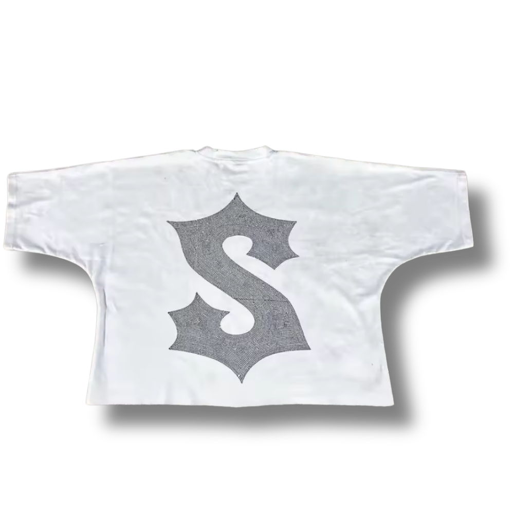 S Oversized White Graphic Tee