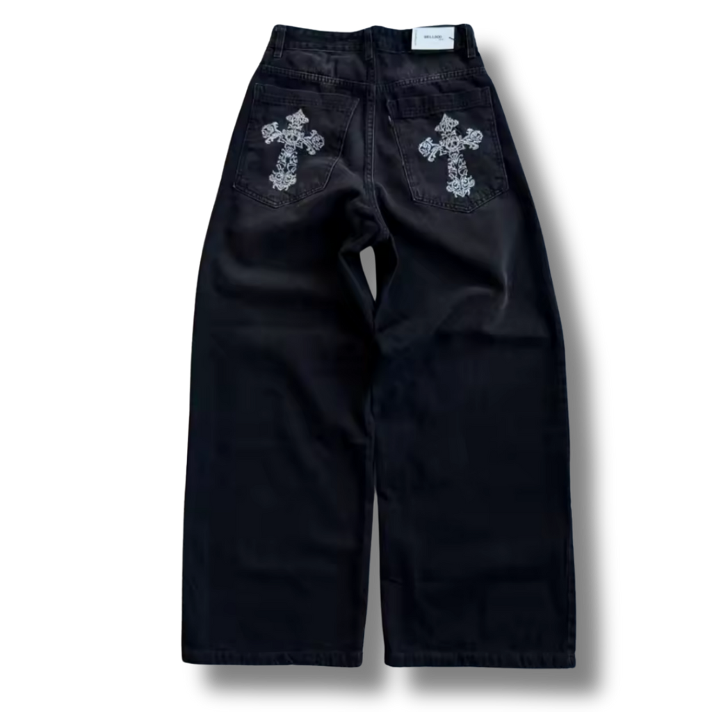 Dual Crosses Black Denim Jeans