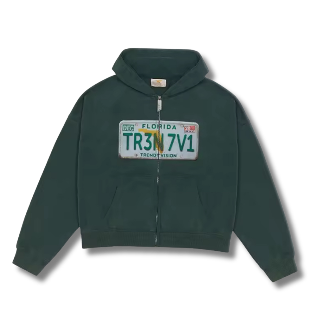 Florida Number Plate Green Zip Up Hoodie