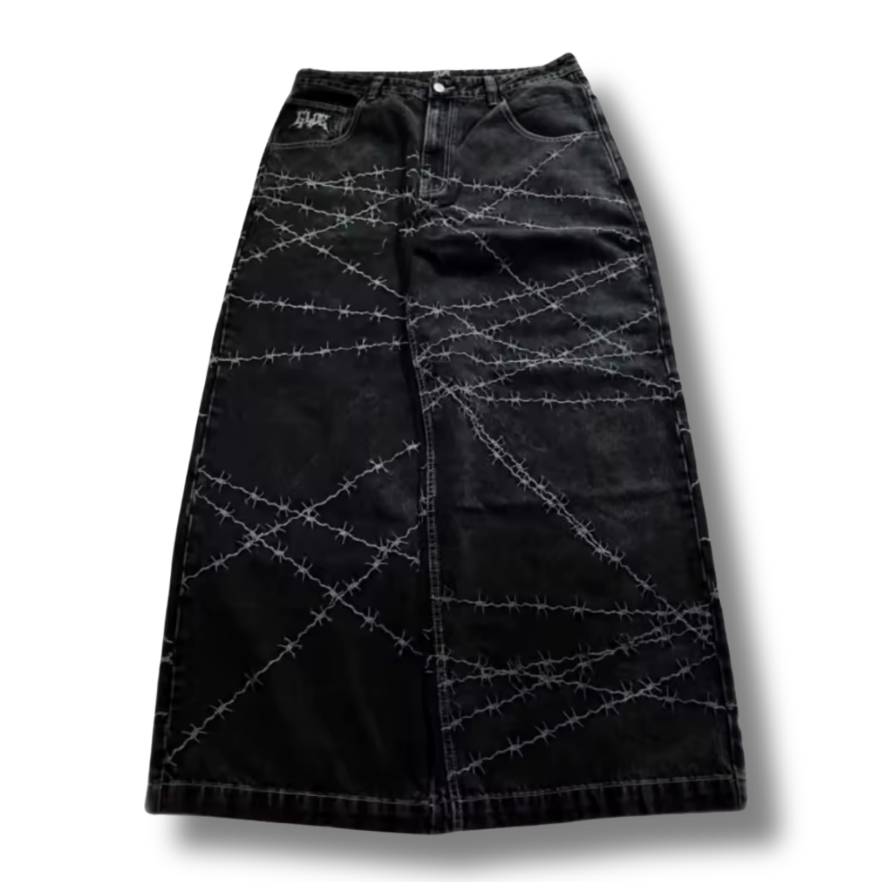 Barbed Wire Black Denim Jeans