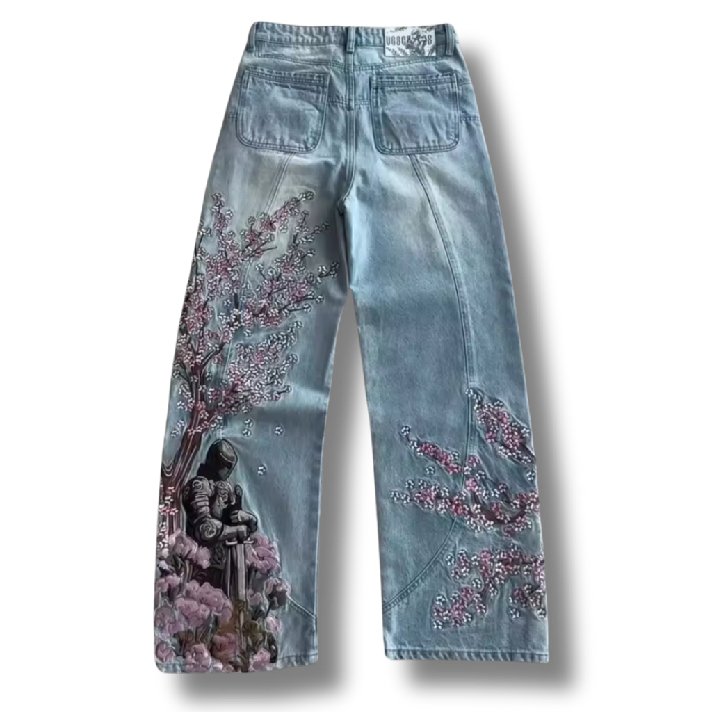 Knighted Blossom Blue Denim Jeans