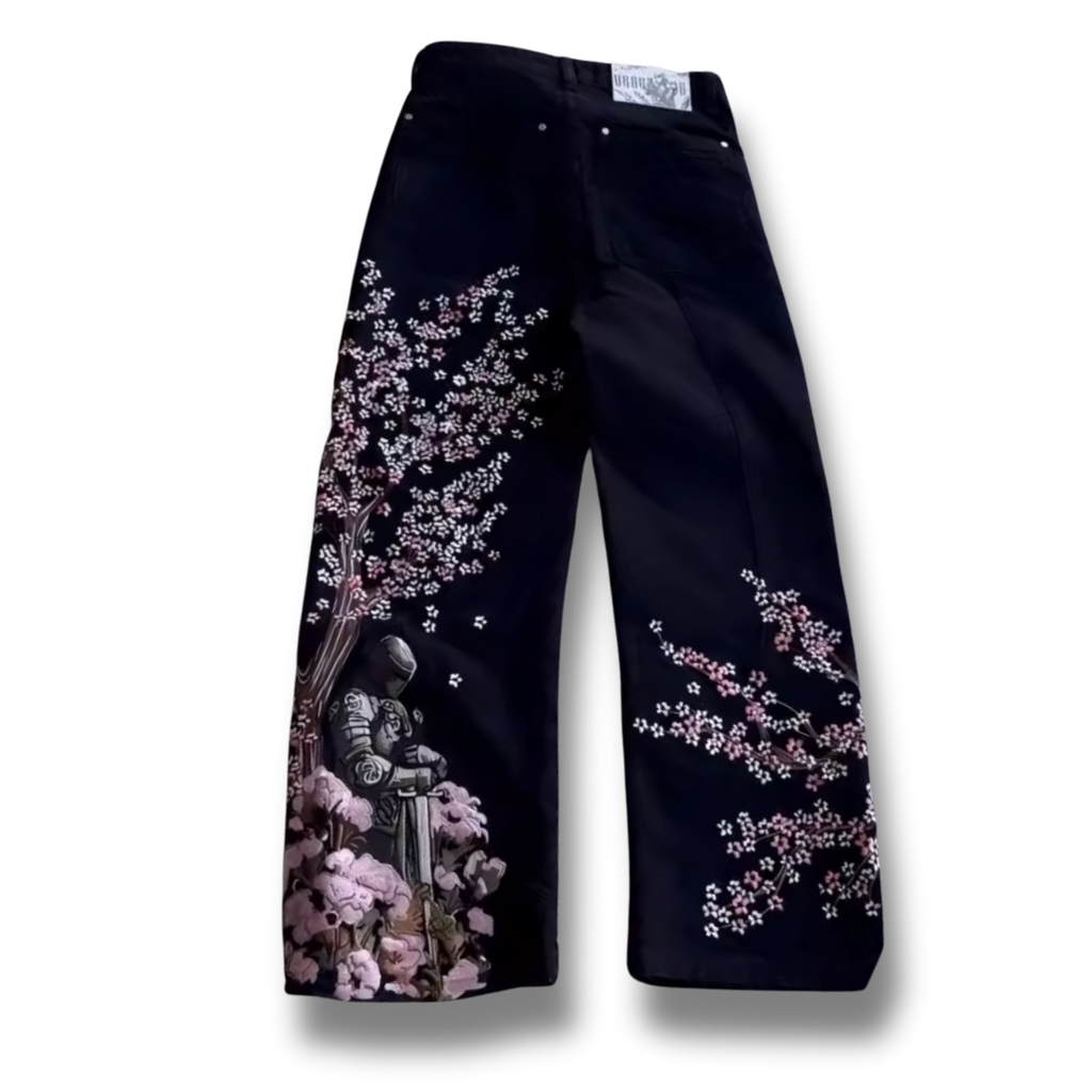 Knighted Blossom Black Denim Jeans