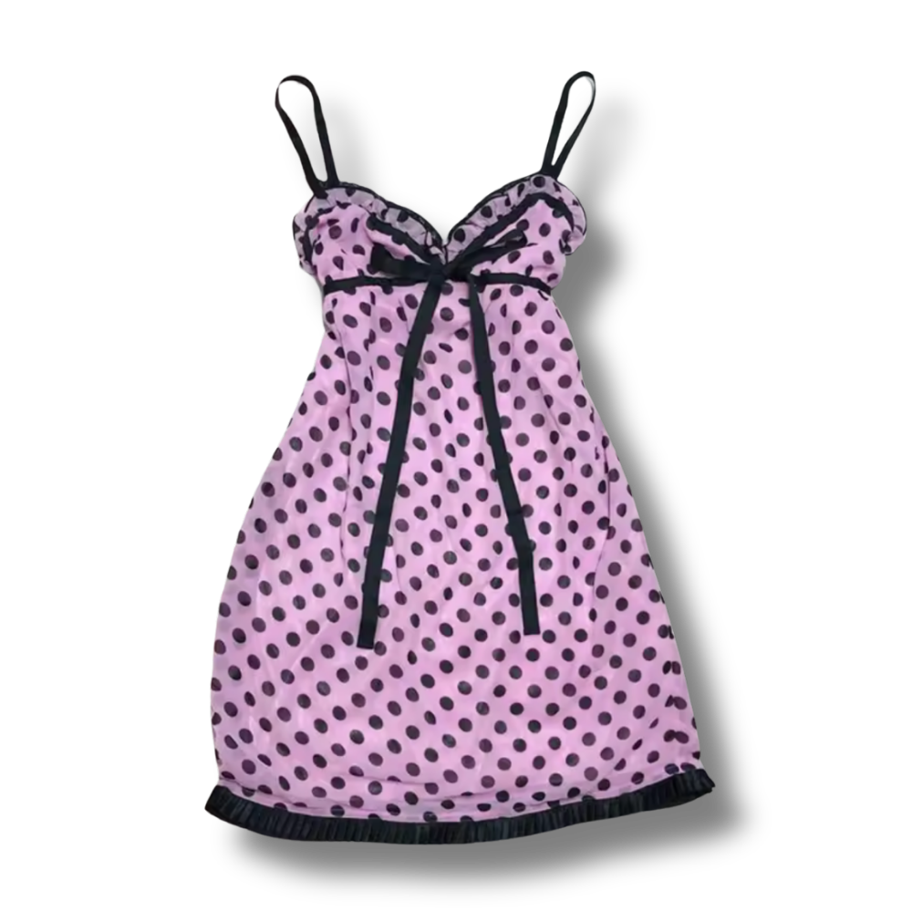 Pink Polka Dot Bow Dress