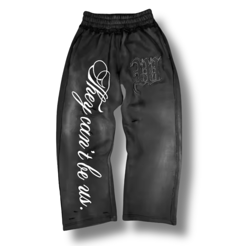 They Can't Be Us Washed Black Uncuffed Baggy Sweatpants