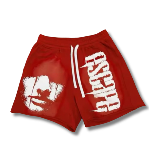 Red Graphic Face Shorts