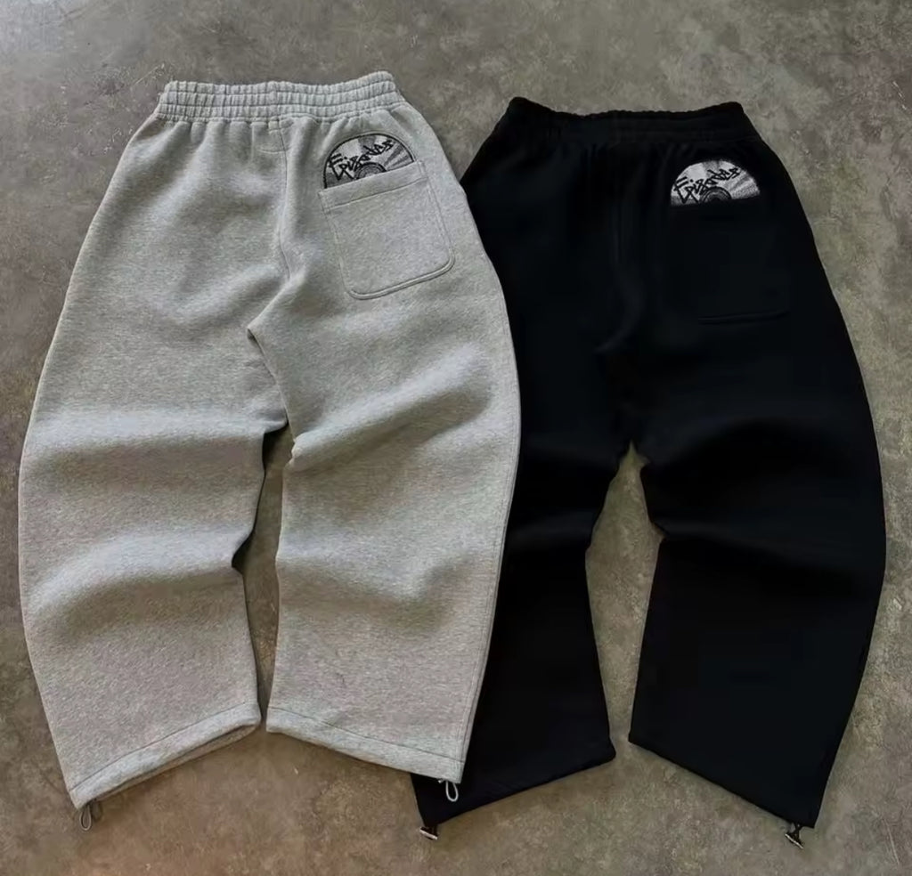 Disk Pocket Grey Uncuffed Baggy Sweatpants