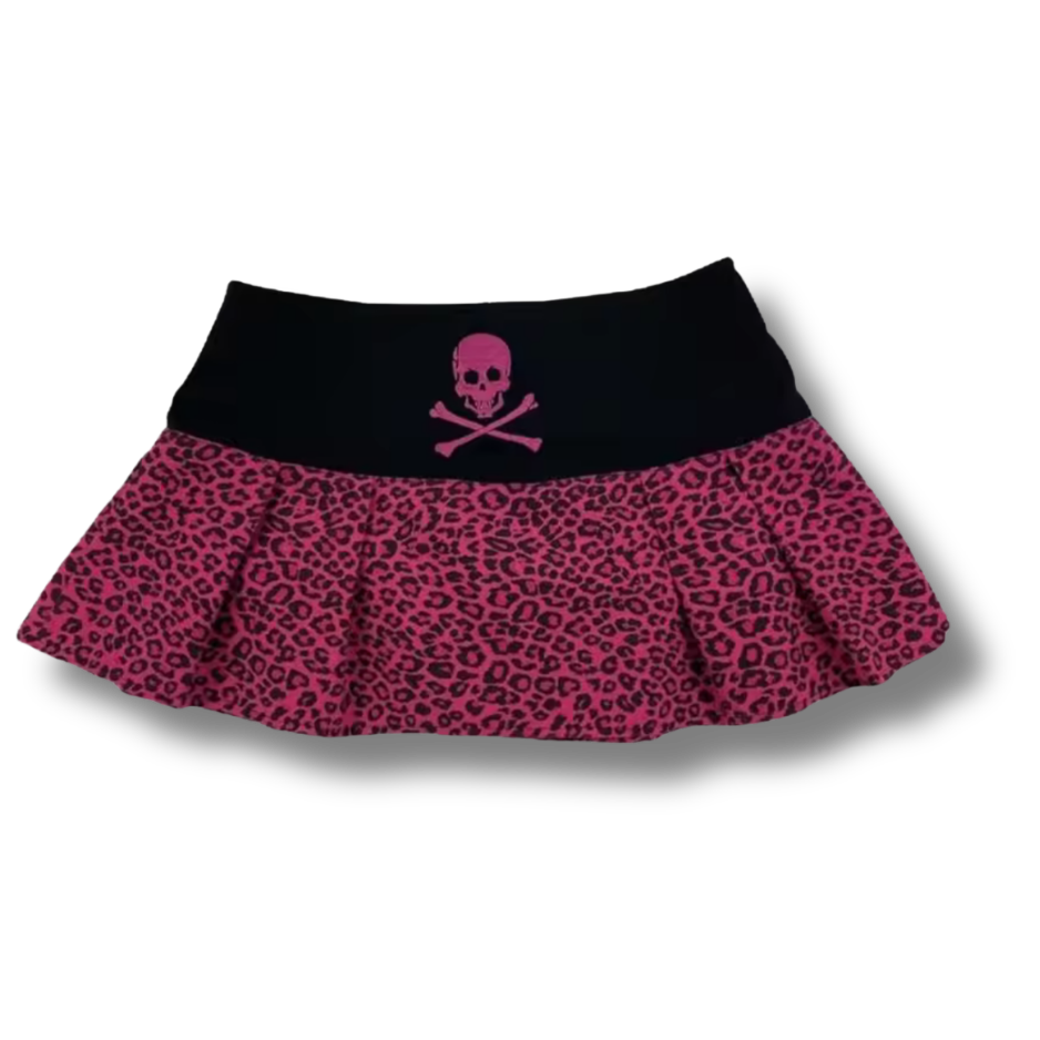 Pink Skull N Bones Short Skirt