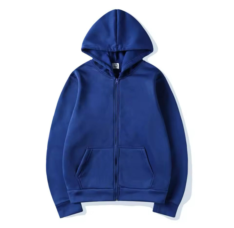 Navy blue zip up basics hoodie