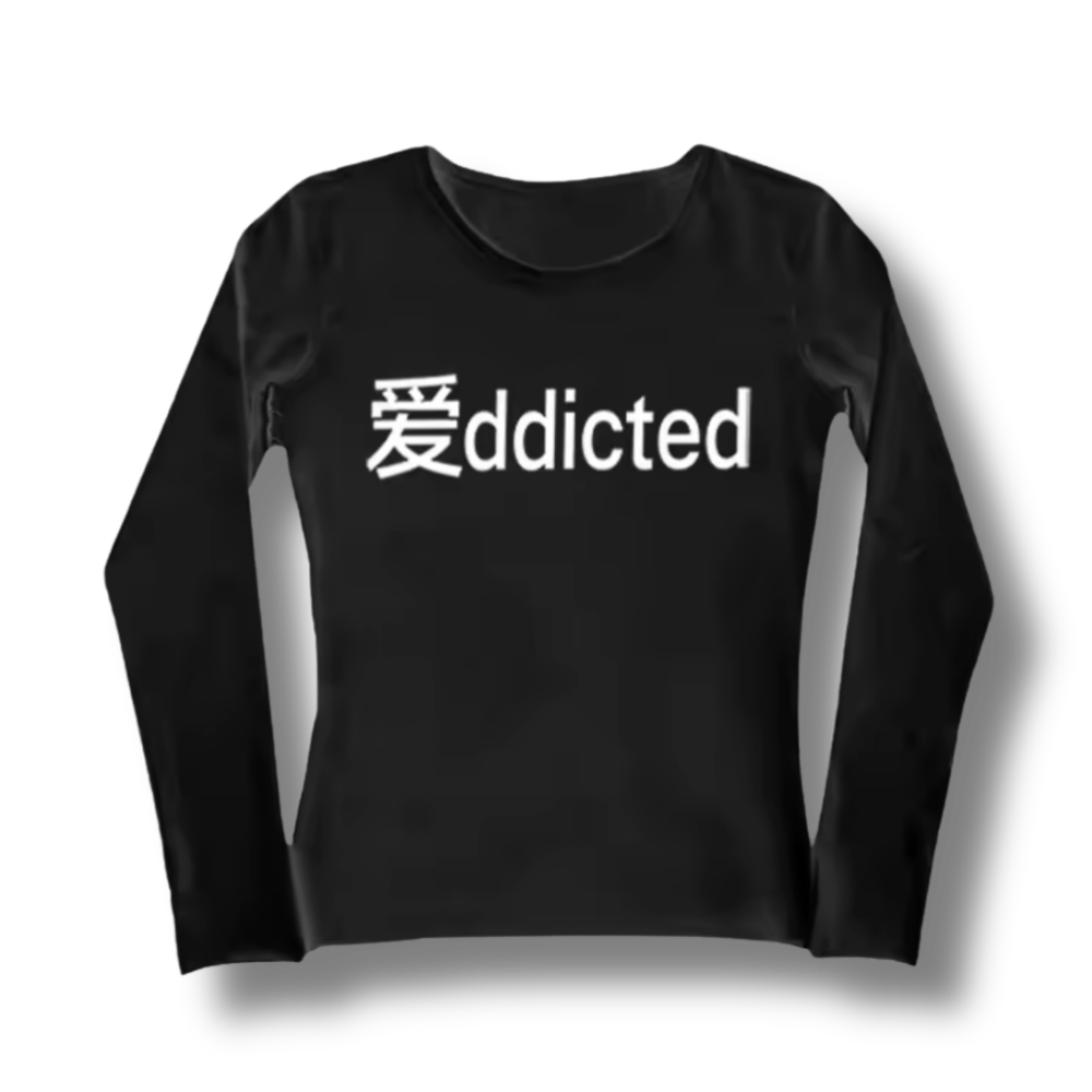 Addicted Long Sleeve Black Top