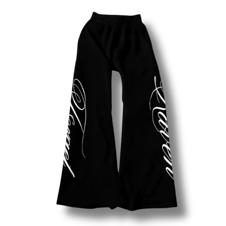 Calligraphy Black Flared Sweatpants