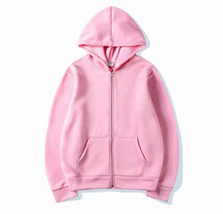 Pink zip up basics hoodie