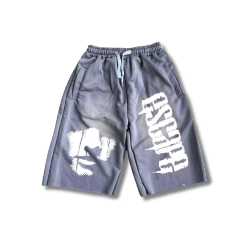 Grey Graphic Face Shorts