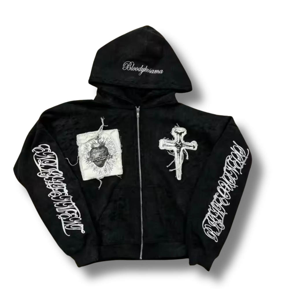 Nailed Cross Zip Up Hoodie