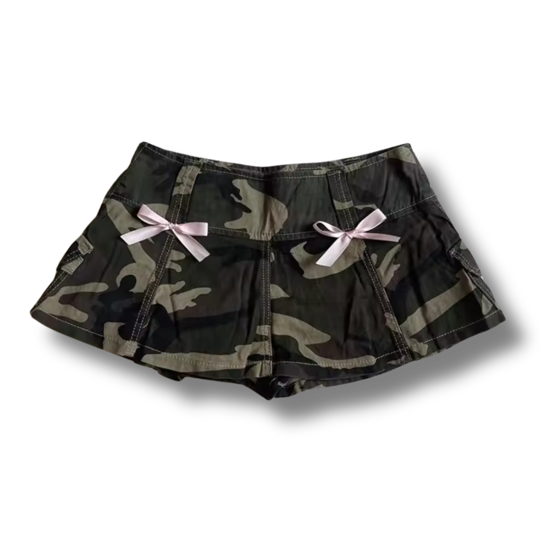 Camo Pink Bow Mini Skirt