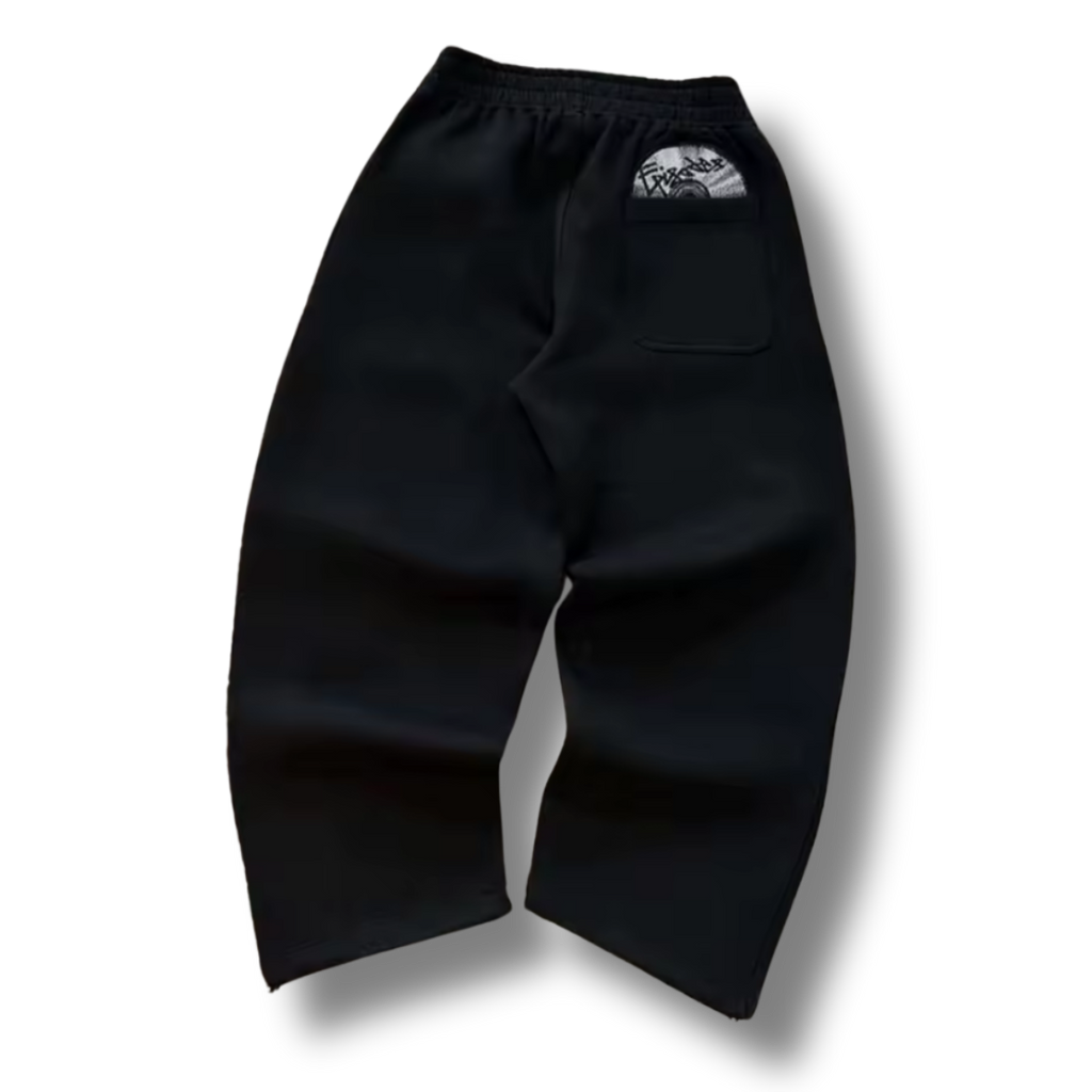 Disk Pocket Black Uncuffed Baggy Sweatpants