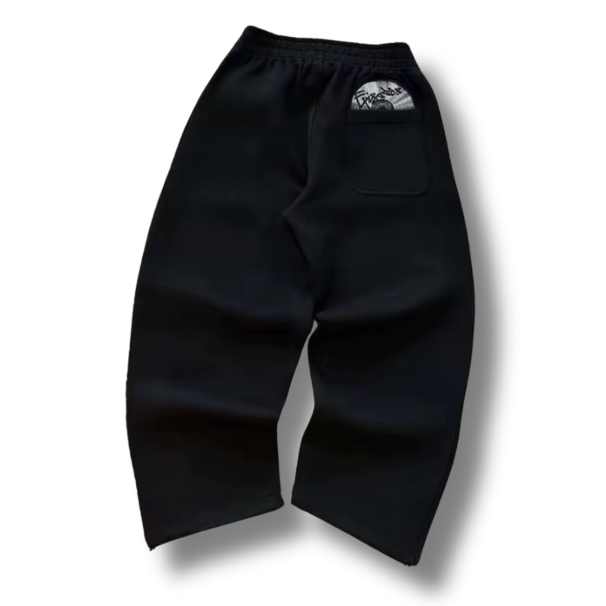 Disk Pocket Black Uncuffed Baggy Sweatpants