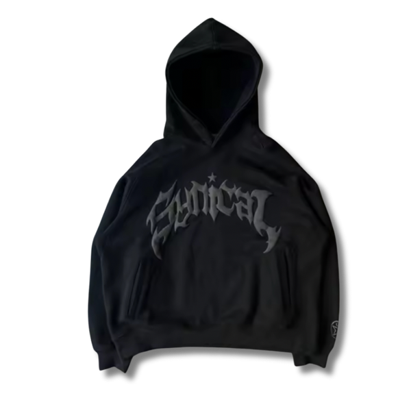 Black Spikey Text Hoodie