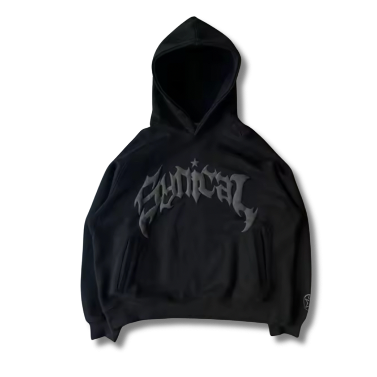 Black Spikey Text Hoodie