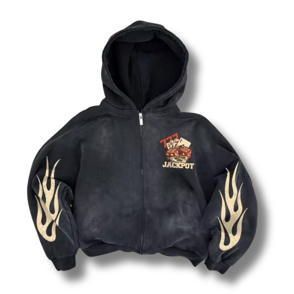 Jackpot Washed Zip Up Hoodie
