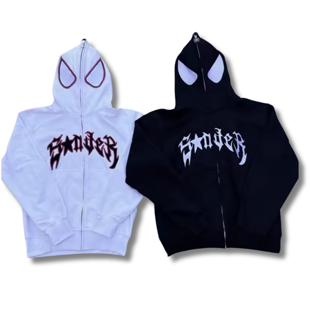 Matching Spiderman Zip Up Set Black+White