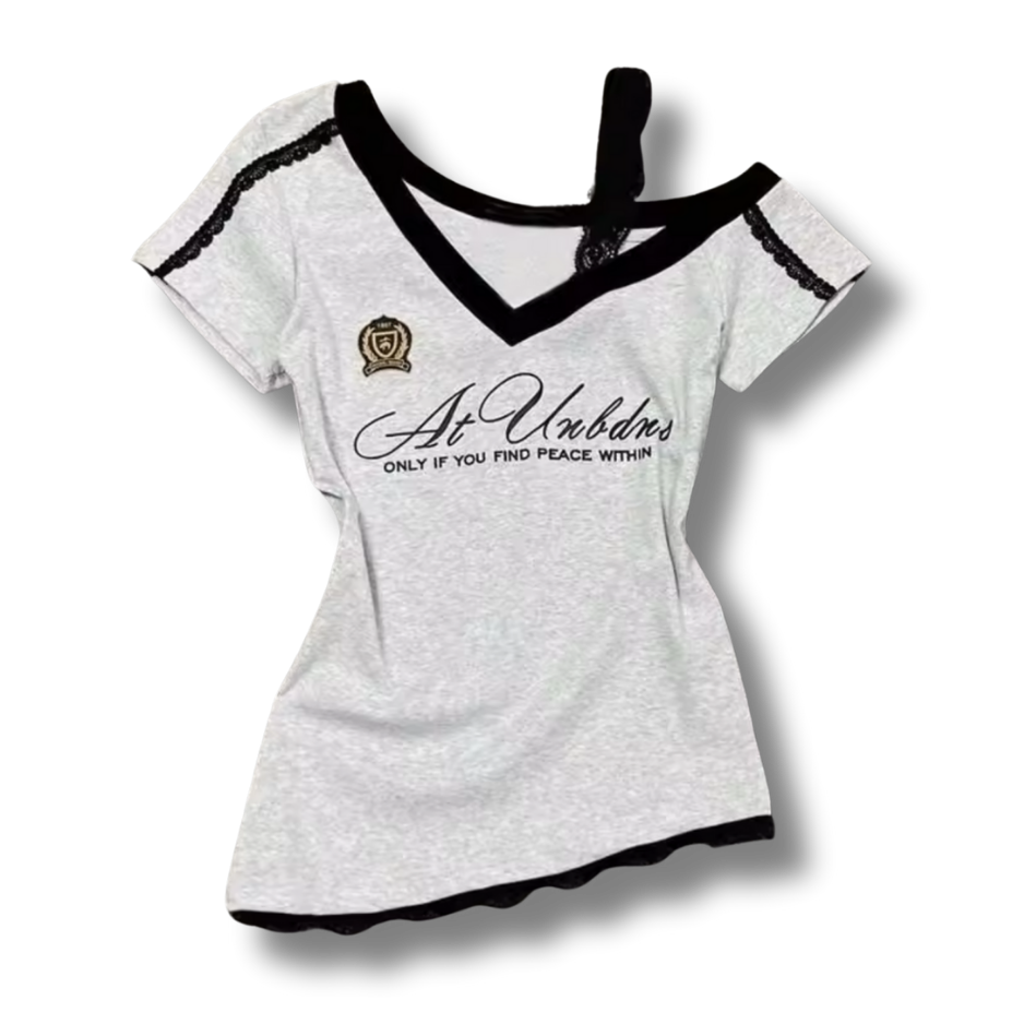 Peace Within Off The Shoulder Grey Top