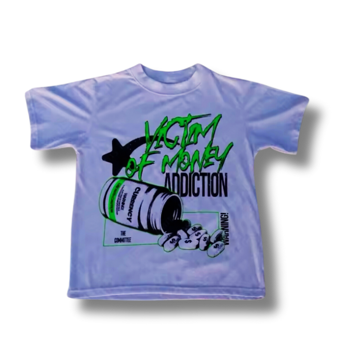 Victim Of Money Addiction Green Graphic Tee