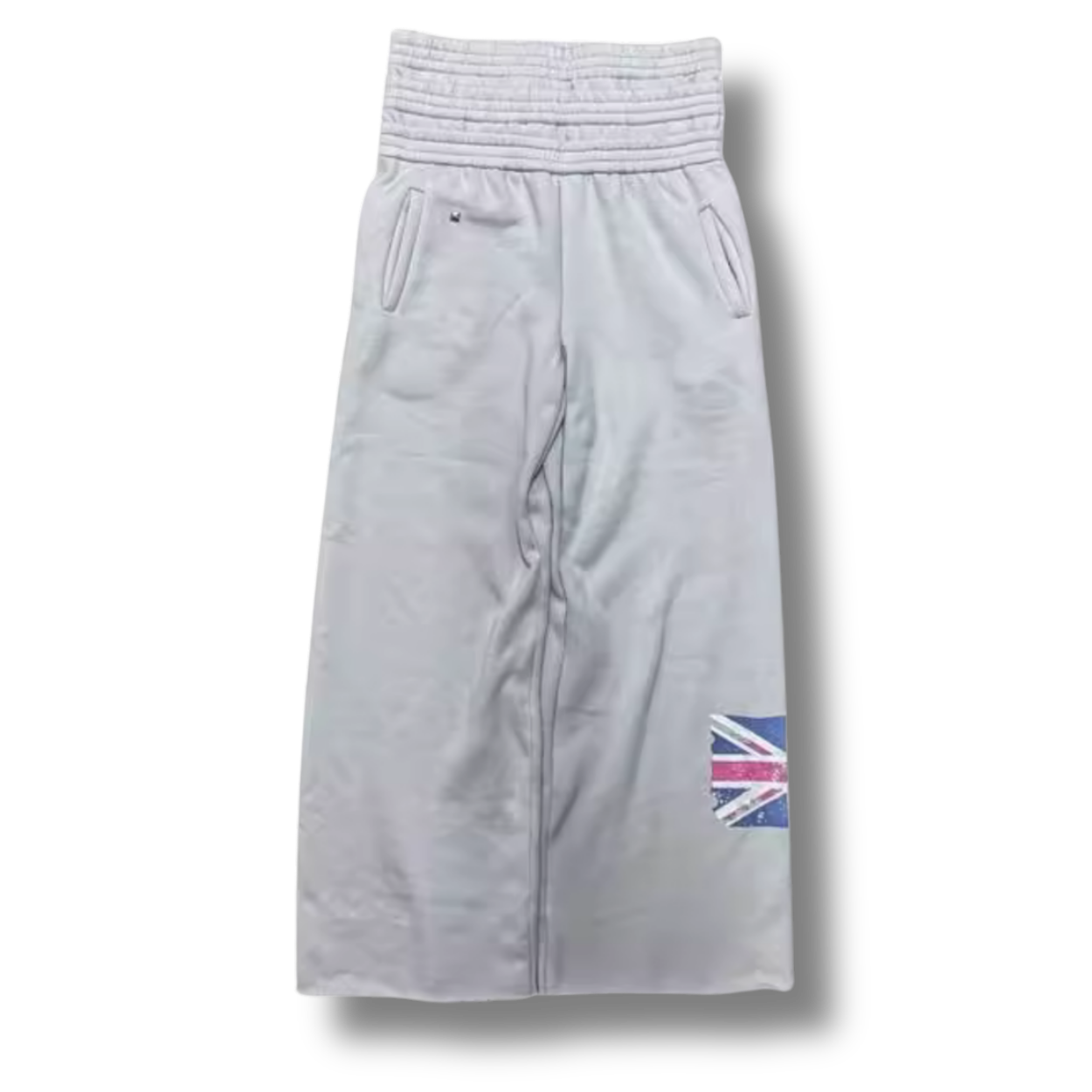 UK Double Waisted Uncuffed Baggy Grey Sweatpants