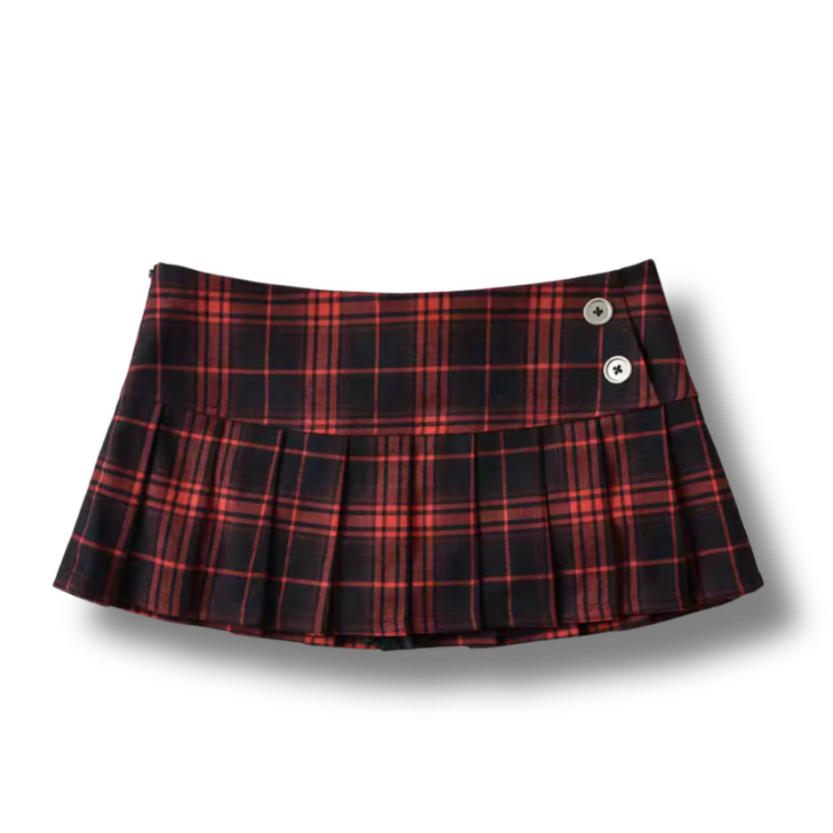 Red Plaid Short Skirt