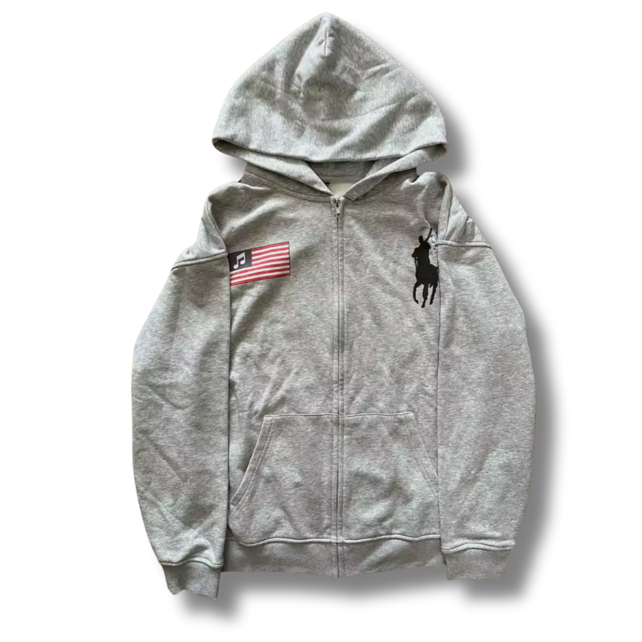 Musical Horse USA Grey Zip Up Hoodie