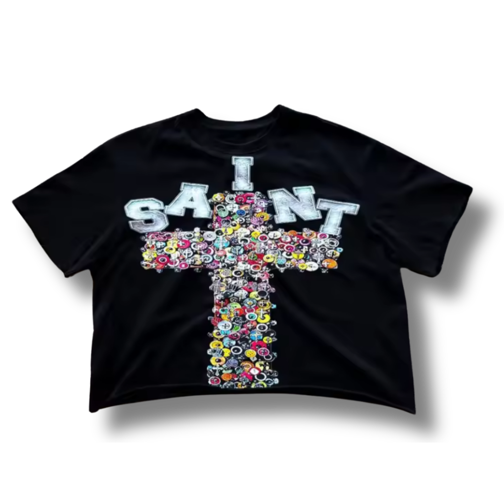 Saint Oversized Black Graphic Tee