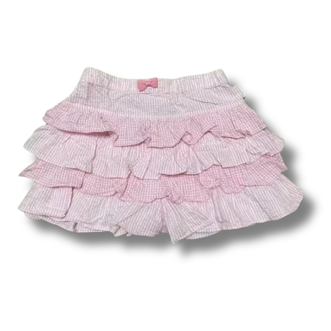 Multi Ruffle Pink Skirt