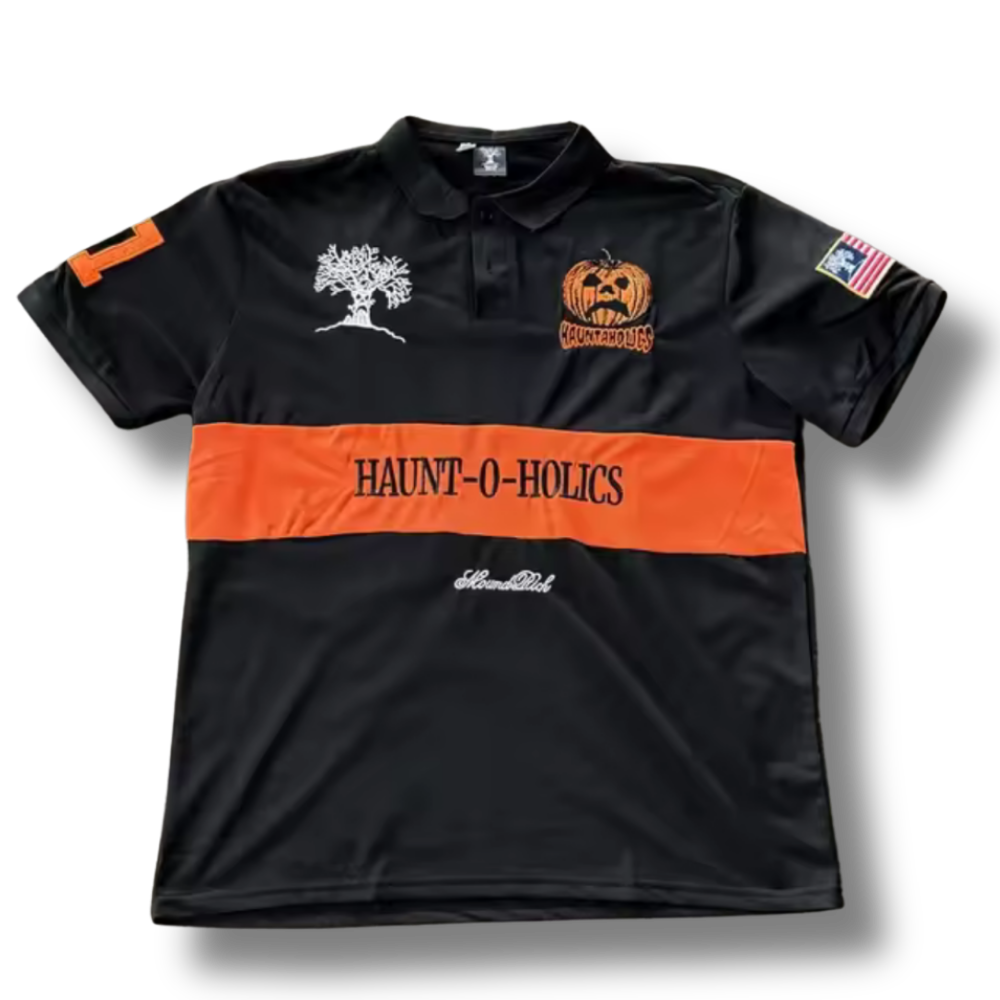 Haunted Halloween Black Polo Shirt