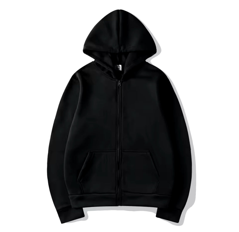 Black zip up basics hoodie