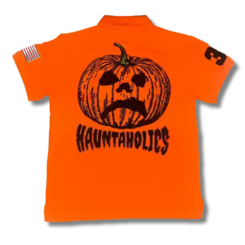 Haunted Halloween Orange Polo Shirt