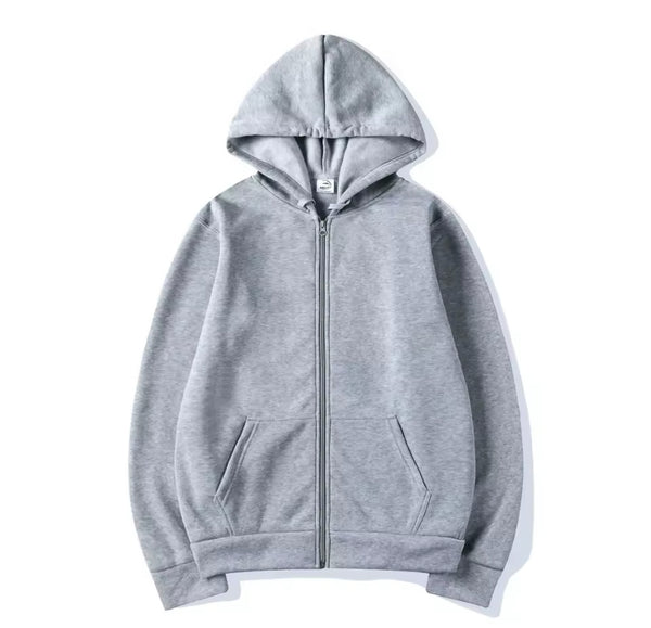 Grey zip up basics hoodie