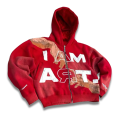 I am art red zip up