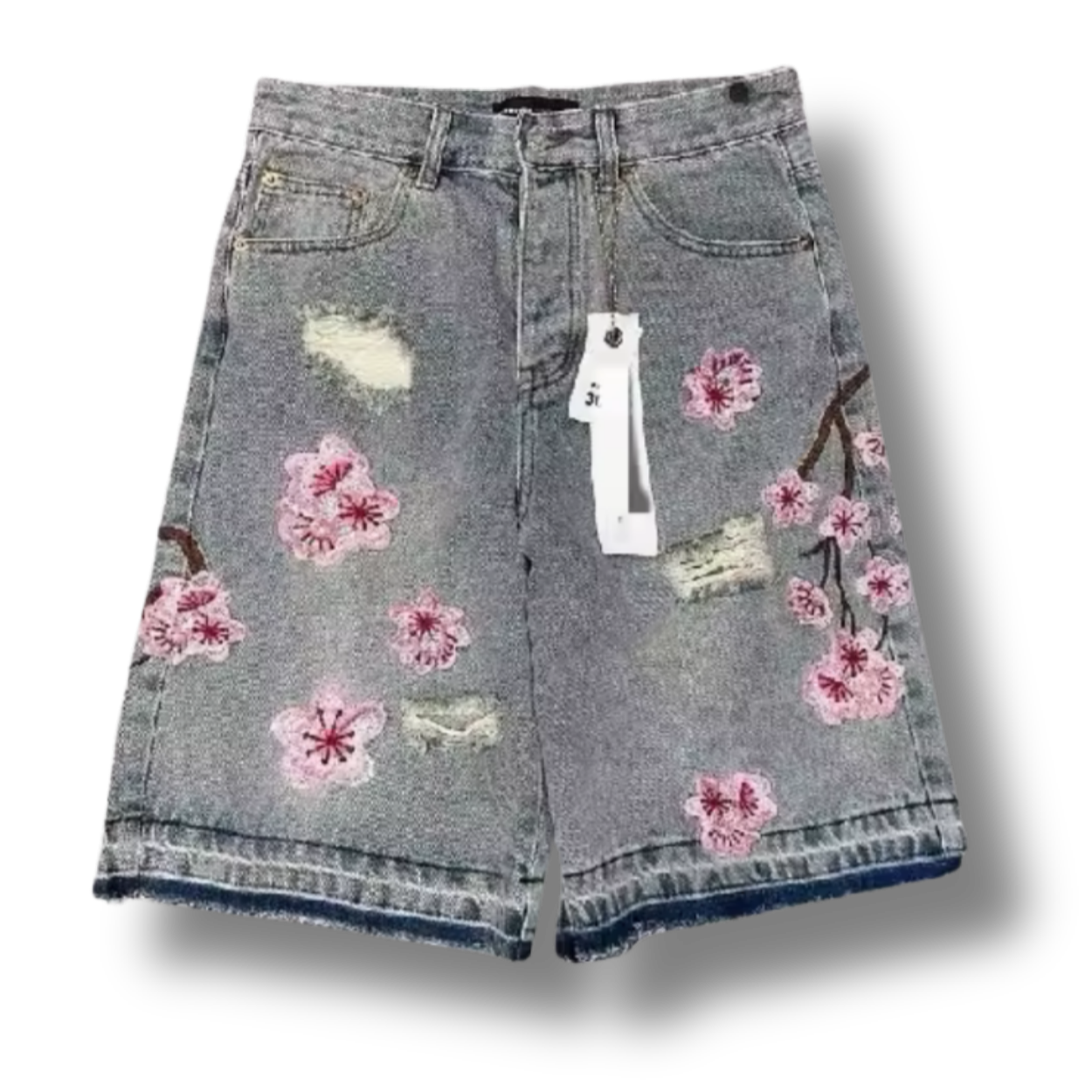 Cherry Blossom Blue Denim Shorts