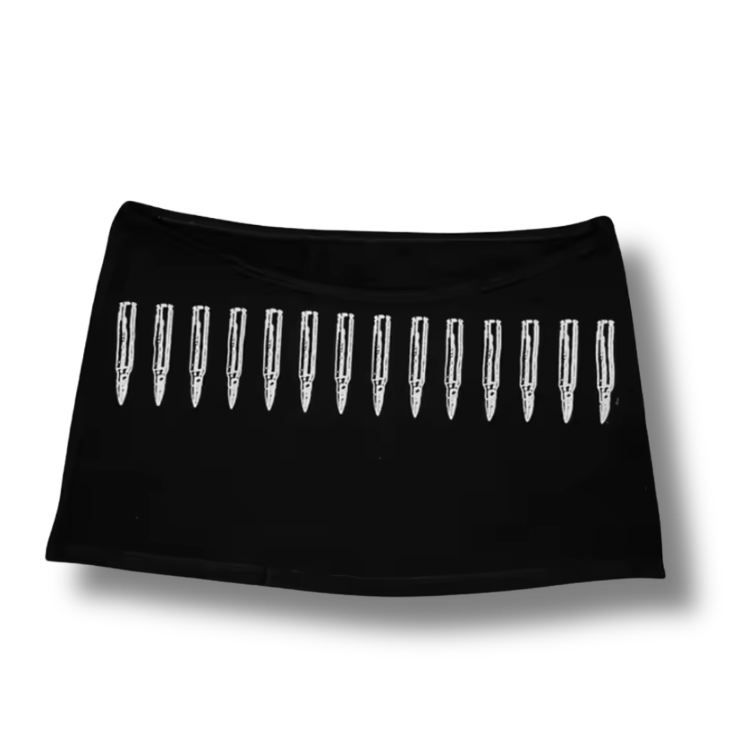Bullet Belt Black Mini Skirt