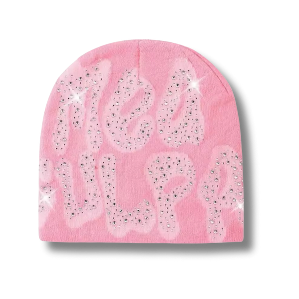 Mea Culpa Rhinestone Pink Beanie